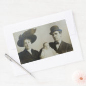 Incly Daddy inボウリングをする人、 クリケットの投手ファミリーRPPC B&W写真イメ 長方形シール (封筒)