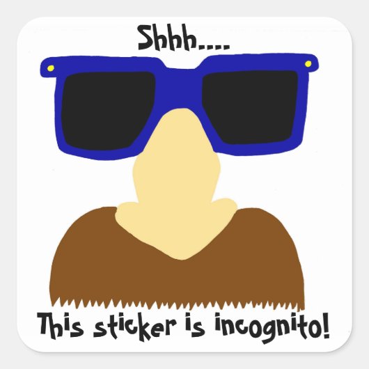 Incognito Mustache & Glassesスタンプ – 20セット スクエアシール (正面)