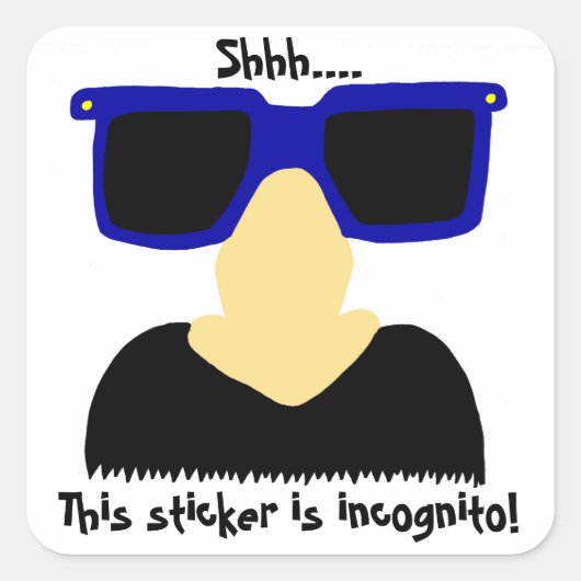 Incognito Mustache & Glassesスタンプ – 20セット スクエアシール (正面)