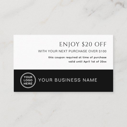 Increase Repeat Customers Modern Gift Voucher 割引カード (裏面)