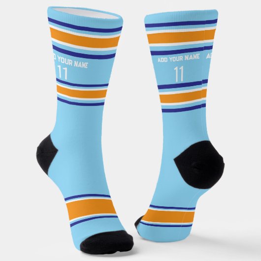 Indego and blue & orange - Name Number Socks ソックス (傾斜あり)