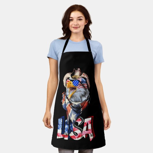 Independence 4th of July American Flag USA エプロン (着用した状態)