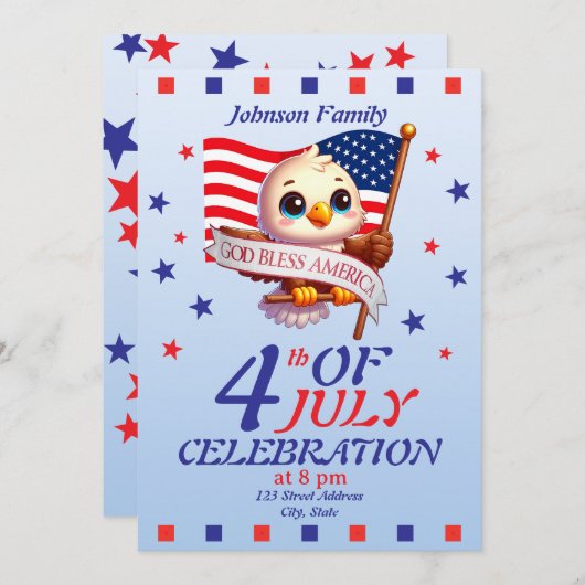 Independence Day 4th of July God Bless America🇺🇸 招待状 (正面/裏面)