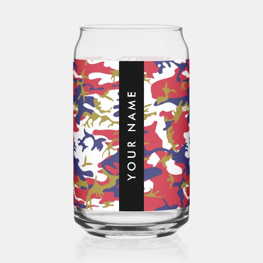 Independence day Camouflage Your name Personalize ガラス缶 (正面)