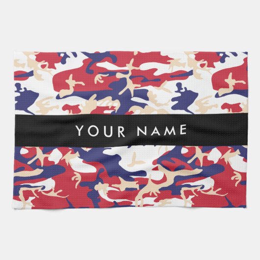 Independence day Camouflage Your name Personalize キッチンタオル (横)
