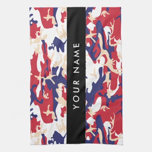 Independence day Camouflage Your name Personalize キッチンタオル (縦)
