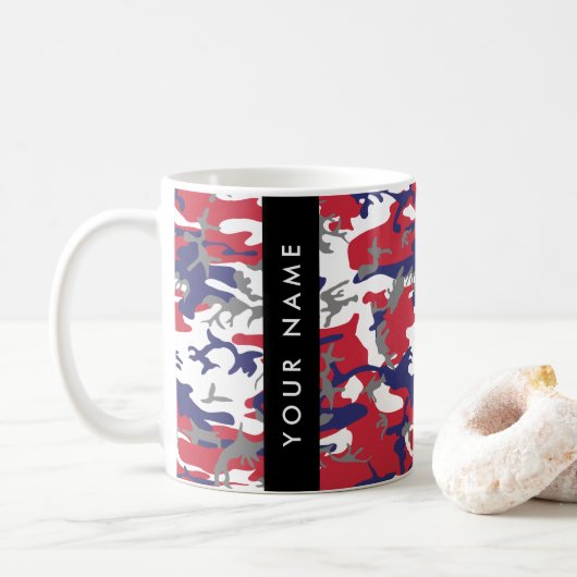 Independence day Camouflage Your name Personalize コーヒーマグカップ (ドーナツ)