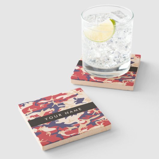 Independence day Camouflage Your name Personalize ストーンコースター (横)