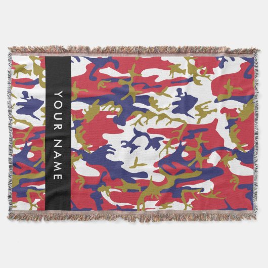 Independence day Camouflage Your name Personalize スローブランケット (正面)