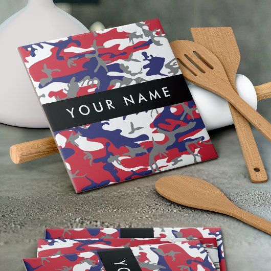 Independence day Camouflage Your name Personalize タイル