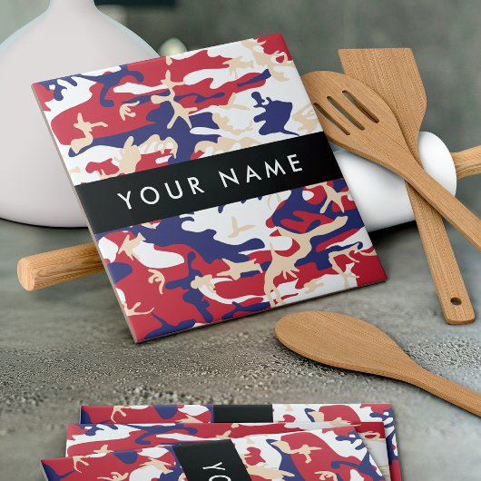 Independence day Camouflage Your name Personalize タイル