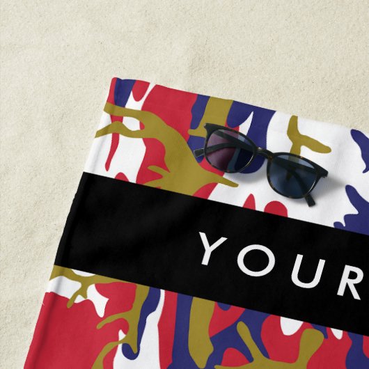 Independence day Camouflage Your name Personalize ビーチタオル (インサイチュ)