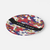 Independence day Camouflage Your name Personalize ペーパープレート (アングル)