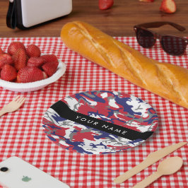 Independence day Camouflage Your name Personalize ペーパープレート