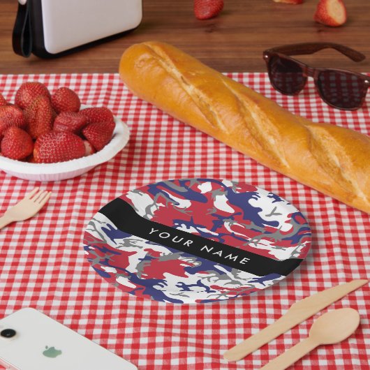 Independence day Camouflage Your name Personalize ペーパープレート (ピクニック)