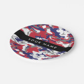 Independence day Camouflage Your name Personalize ペーパープレート (アングル)