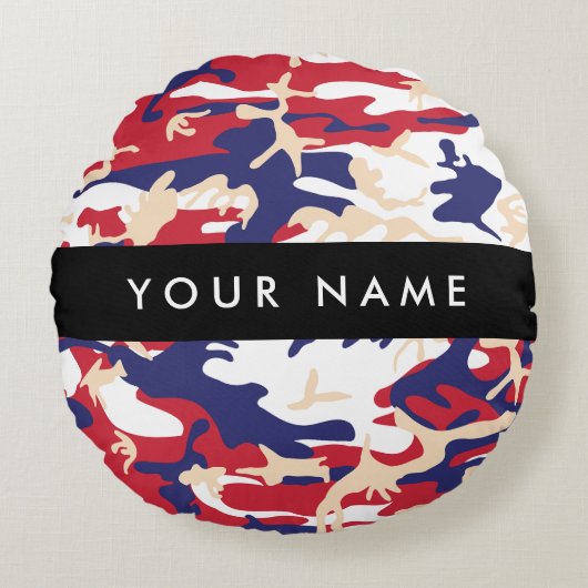 Independence day Camouflage Your name Personalize ラウンドクッション (正面)