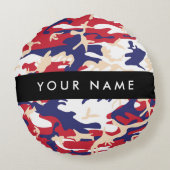 Independence day Camouflage Your name Personalize ラウンドクッション (裏面)