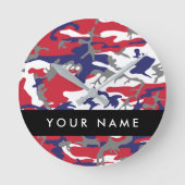 Independence day Camouflage Your name Personalize ラウンド壁時計 (正面)