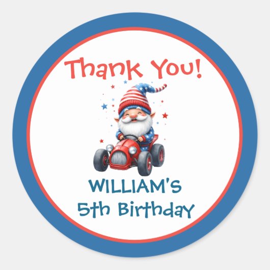 Independence Day Cute Gnome Birthday ラウンドシール (正面)