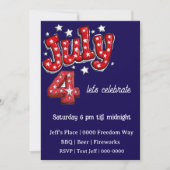 Independence Day July 4th Party Invite  (正面)