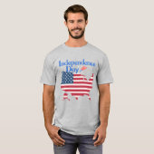 Independence Day USA Flag Map Men's Patriotic Tシャツ (正面フル)