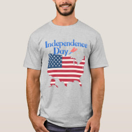 Independence Day USA Flag Map Men's Patriotic Tシャツ