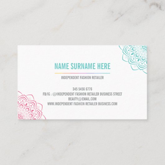 Independent Fashion Retailer 名刺 (裏面)