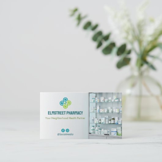 Independent Pharmacy | Modern Minimalist Barcode 名刺 (スタンド正面)