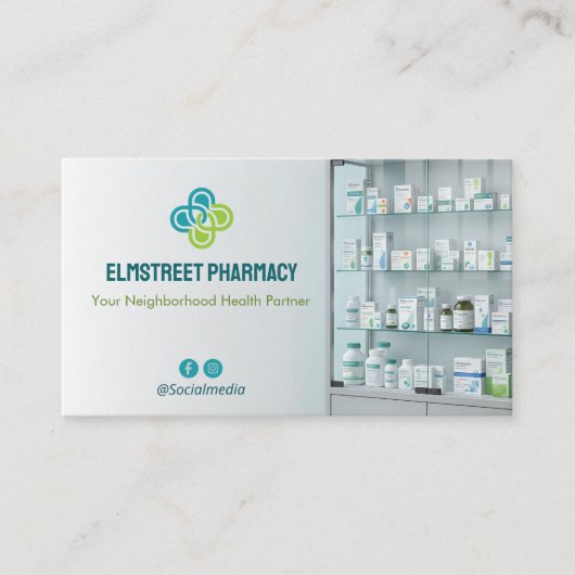 Independent Pharmacy | Modern Minimalist Barcode 名刺 (正面)