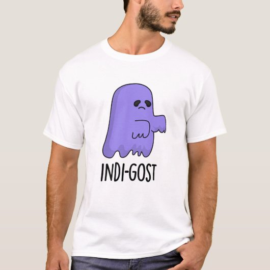 Indi-gost面白いハロウィンインディゴ幽霊パン Tシャツ (正面)