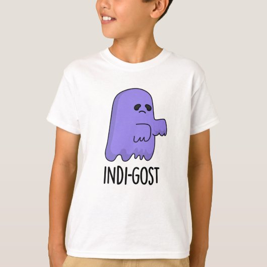 Indi-gost面白いハロウィンインディゴ幽霊パン Tシャツ (正面)