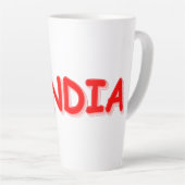 「#India」かわいいデザイン。買今 カフェラテマグ (右アングル)