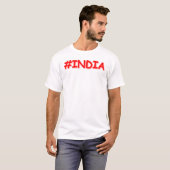 「#India」かわいいデザイン。買今 Tシャツ (正面フル)