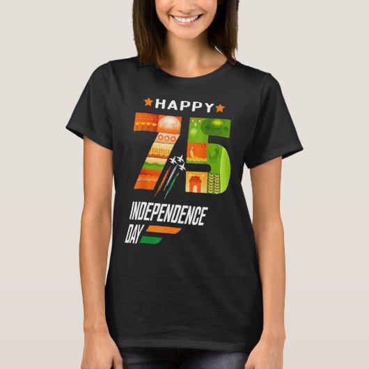India 75th Independence Day India Independence Day Tシャツ (正面)