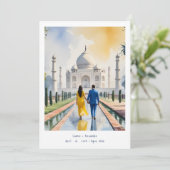 India Agra Taj Mahal Romantic Cityscape Wedding  招待状 (スタンド正面)