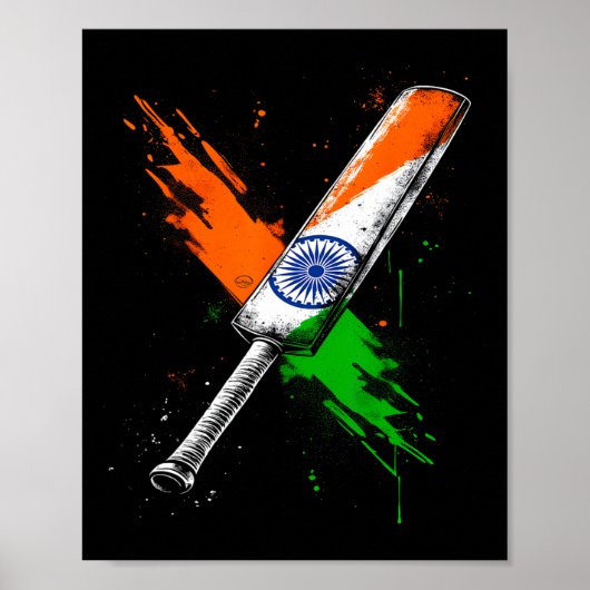 India Cricket T Cricket Warrior British Flag Crick ポスター (正面)