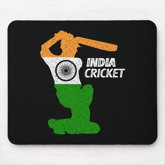 India Cricket Tsman Boundary Shot With Indian Flag マウスパッド (正面)
