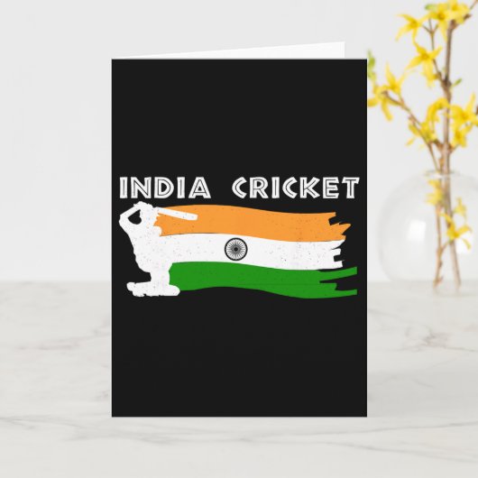 India Cricket With Indian Flag  カード (黄色い花)