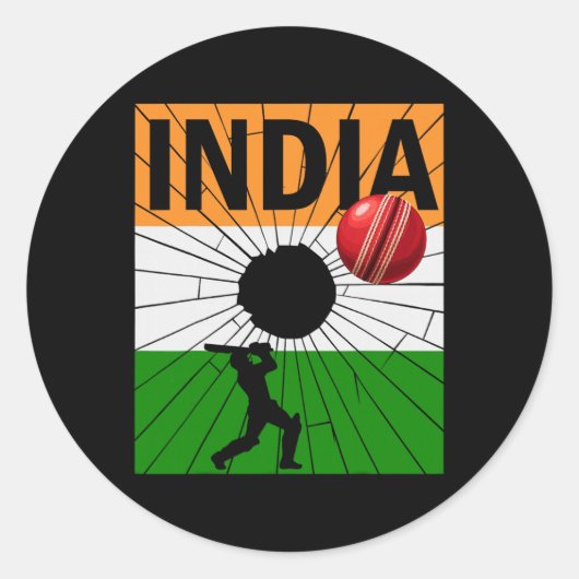 India Cricket With Indian Flag Brush Stroke Ashoka ラウンドシール (正面)