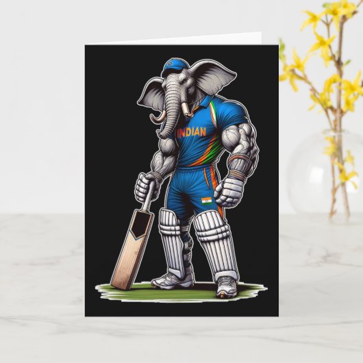 India Elephant Cricket Player Cricketer  カード (黄色い花)
