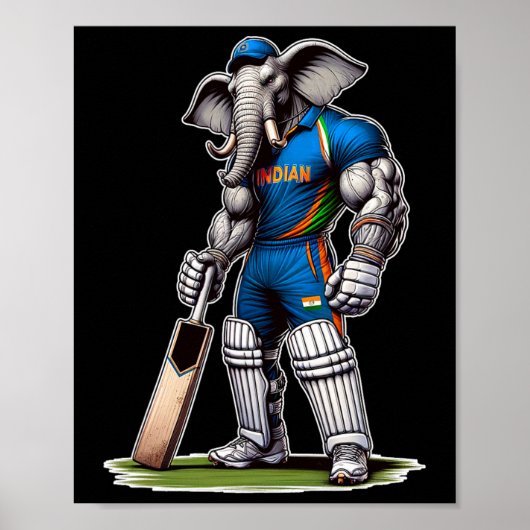 India Elephant Cricket Player Cricketer  ポスター (正面)