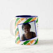 INDIA FLAG写真テンプレートテキストの追加 ツートーンマグカップ (正面左)