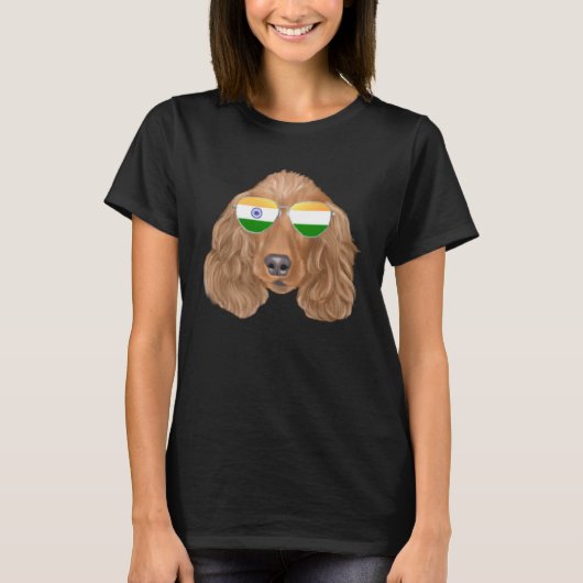 India Flag Cocker Spaniel Dog India Pocket Tシャツ (正面)