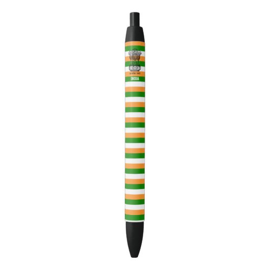 India Flag Cute Patriotic Black Ink Pen 黒ボールペン (正面縦)