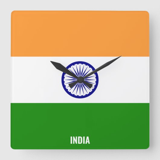 India Flag Dazzling Patriotic Square スクエア壁時計 (正面)