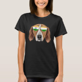 India Flag English Foxhound Dog India Pocket Tシャツ (正面)