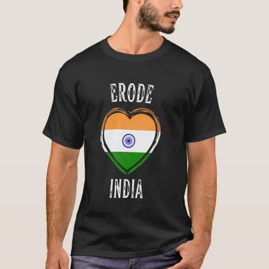 India Flag Heart Erode City Tシャツ (正面)
