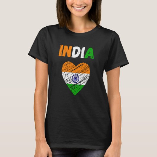 India Flag Holiday India Heart Indian Flag Tシャツ (正面)