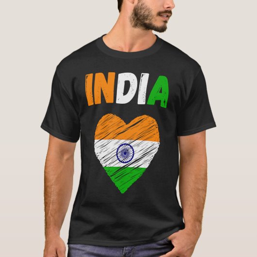 India Flag Holiday India Heart Indian Flag Tシャツ (正面)